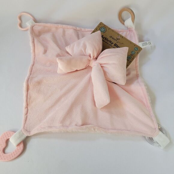 DreamGro Pink Bow Plush Lovey Coquette Blanket Baby  Activity Toy Teether Girly - Picture 4 of 13